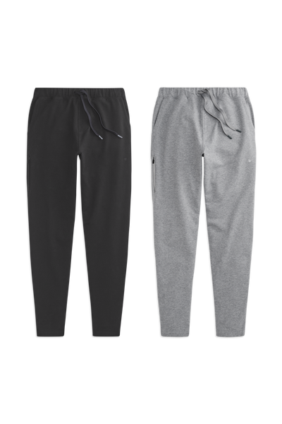 Front view of 2 pack Ace Sweatpant in True Black / Grey Heather