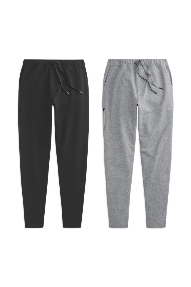 Front view of 2 pack Ace Sweatpant in True Black / Grey Heather