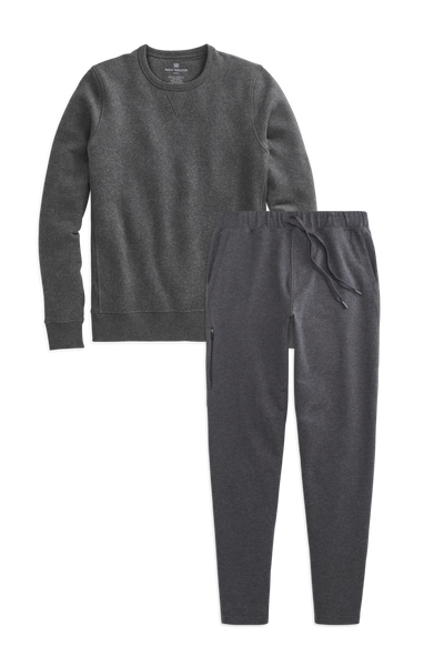 Front view of Ace Sweat Set in Charcoal Heather