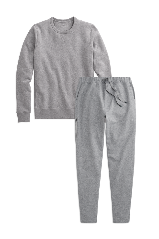 Front view of Ace Sweat Set in Grey Heather