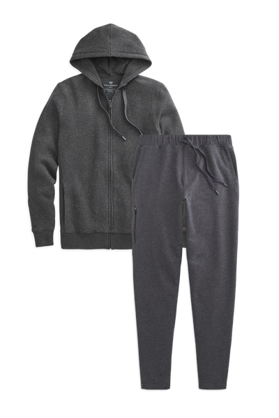 Front view of Ace Full Zip Set in Charcoal Heather