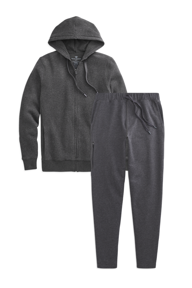 Front view of Ace Full Zip Set in Charcoal Heather