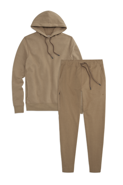 Front view of Ace Hoodie Sweatset in Shroom