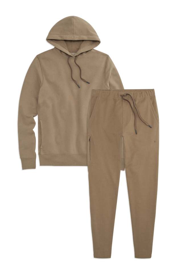 Front view of Ace Hoodie Sweatset in Shroom