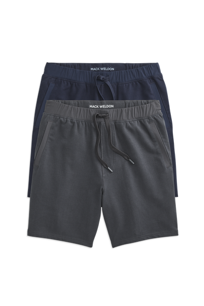 Front view of 2-pack Ace Sweatshort 7" in Asphalt / Total Eclipse