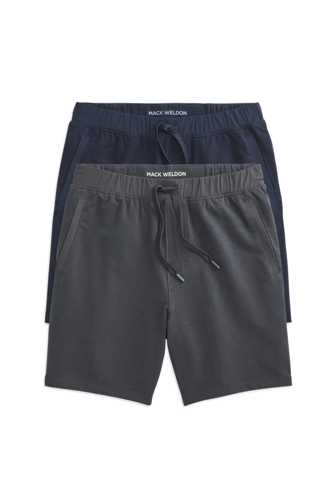 Front view of 2-pack Ace Sweatshort 7" in Asphalt / Total Eclipse