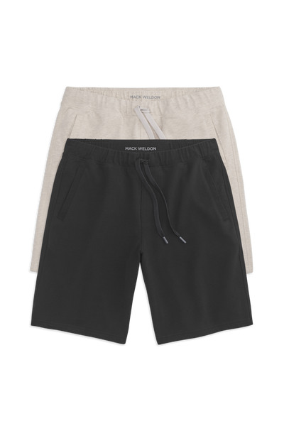 Front view of 2-Pack ACE Sweatshorts 9" in True Black / Latte Heather