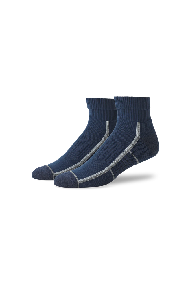 True Navy - Outline | Front view of AIRKNITx High Ankle Sock in True Navy - Outline