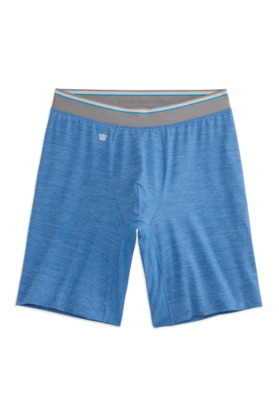 Front view of Airknitx 8" Boxer Brief in Racing Blue Heather