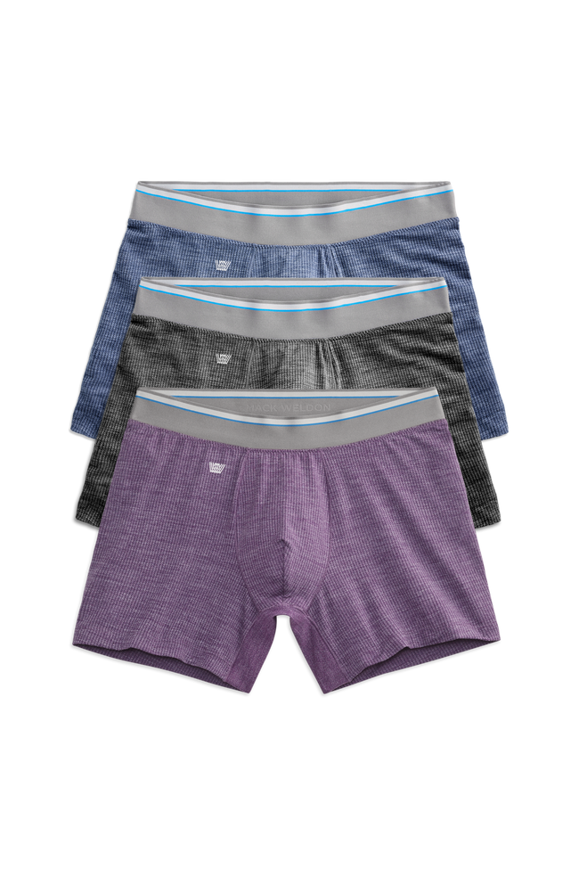 Front view of a 3-Pack AIRKNITx Boxer Brief in Dinner Party