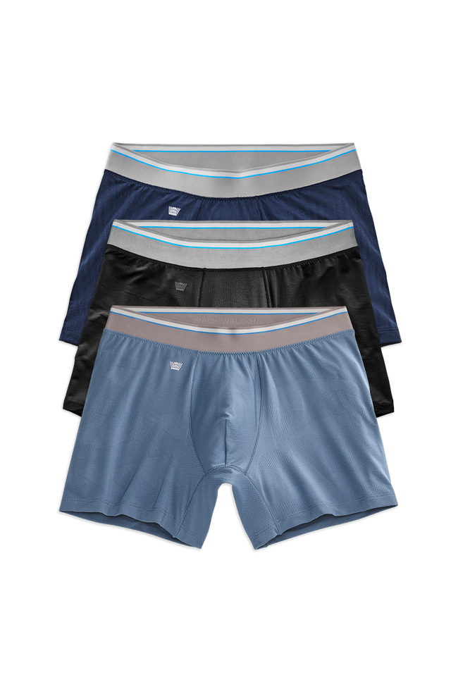 Front view of a 3-Pack AIRKNITx Boxer Brief in Frozen Lake