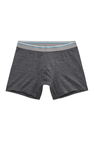 Front view of Airknitx Boxer Brief with Fly in Charcoal heather