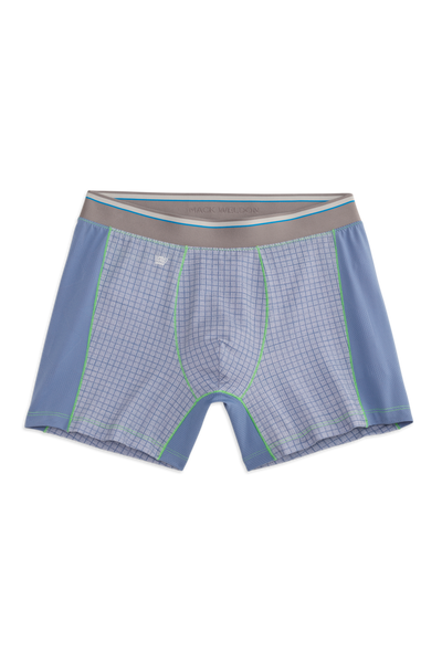 Front view of Airknitx Boxer brief in Colony Blue Tattersall - Hybrid Panel