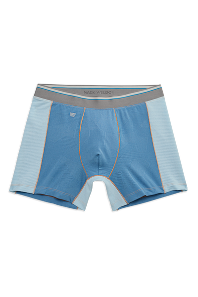 Front view of AIrknitx Boxer Brief in Dean Blue Crystal Hybrid Panel
