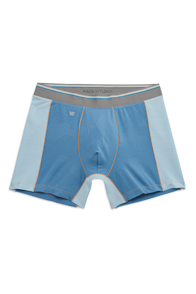 Front view of AIrknitx Boxer Brief in Dean Blue Crystal Hybrid Panel