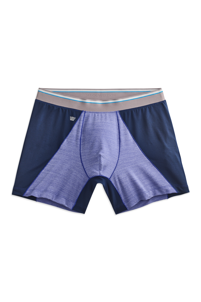 Front view of Airknitx Jersey Boxer Brief in Marine Ultra - Herringboned