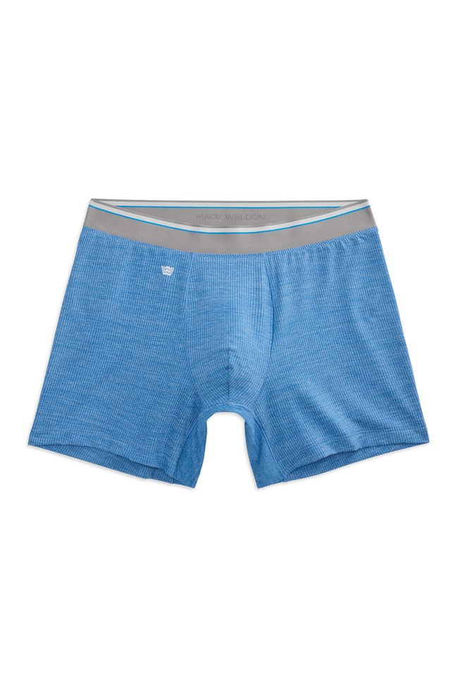 Front view of Airknitx Boxer Brief in Racing Blue Heather