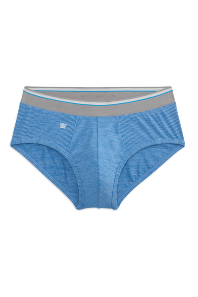Front view of AIRKNITx Brief in Racing Blue Heather