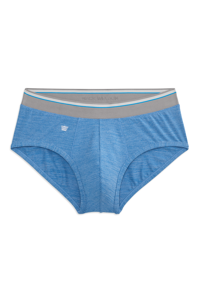 Front view of AIRKNITx Brief in Racing Blue Heather