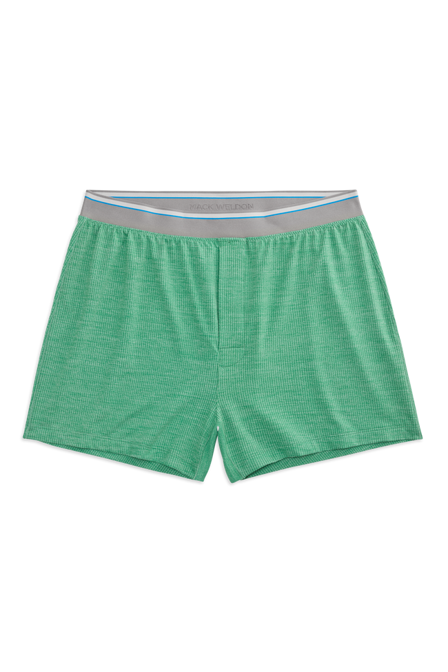Front view of Airknitx Knit Boxer in Pine Green Heather