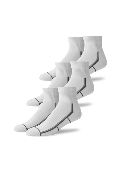Front view of 3-Pack AIRKNITˣ High Ankle Socks in Bright White