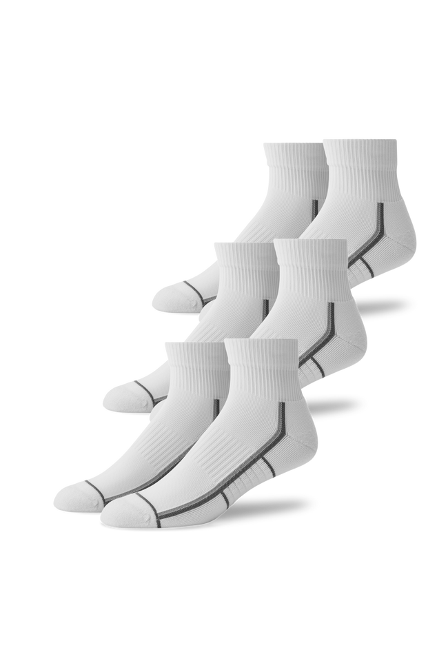 Front view of 3-Pack AIRKNITˣ High Ankle Socks in Bright White