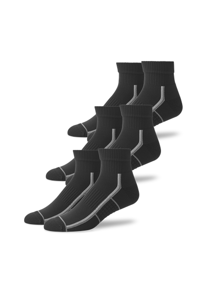 Front view of 3-Pack AIRKNITˣ High Ankle Socks in True Black
