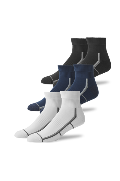 Front view of 3-Pack AIRKNITˣ High Ankle Socks in The Classics