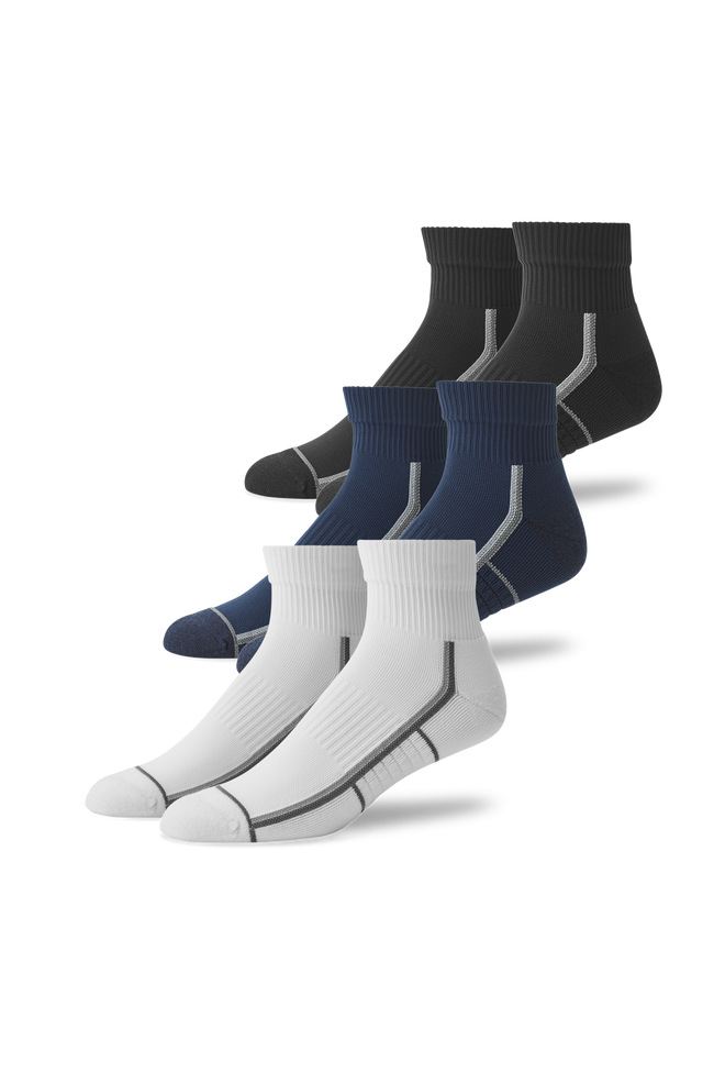 Front view of 3-Pack AIRKNITˣ High Ankle Socks in The Classics