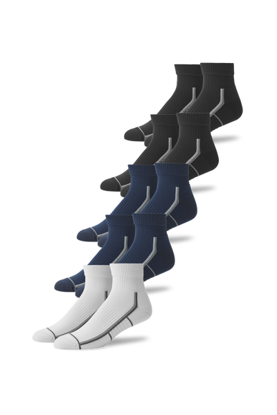 Front view of 5-Pack AIRKNITˣ High Ankle Socks in Mon-Fri