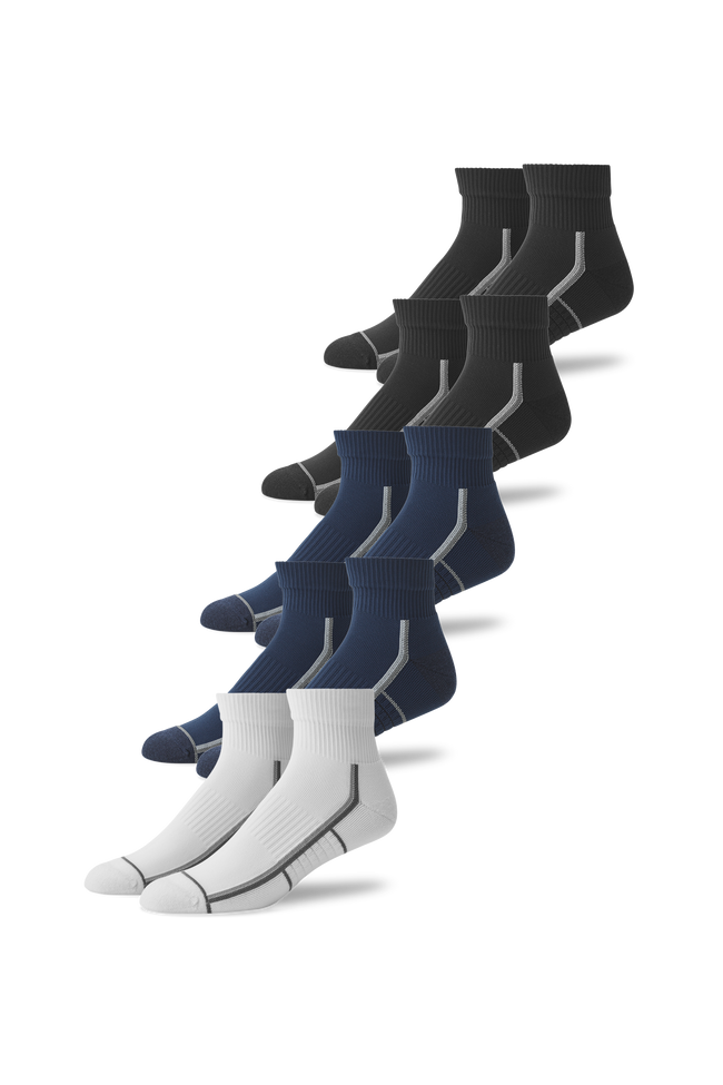 Front view of 5-Pack AIRKNITˣ High Ankle Socks in Mon-Fri