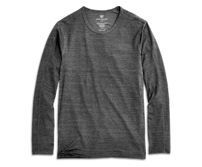Charcoal Heather | Front view of AIRKNITx Long Sleeve T-Shirt in Charcoal Heather