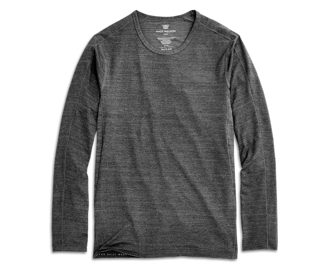Charcoal Heather | Front view of AIRKNITx Long Sleeve T-Shirt in Charcoal Heather