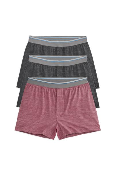 Front view of 3-Pack AIRKNITˣ Knit Boxer in Rainy Day Heathers