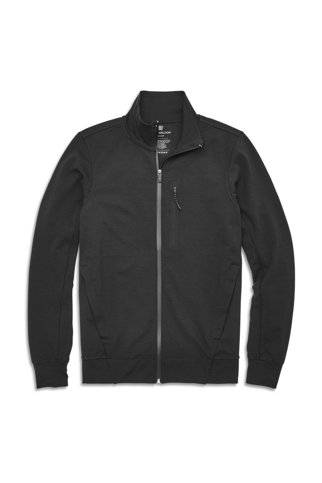 True Black | Front view of Atlas Full Zip Jacket in True Black