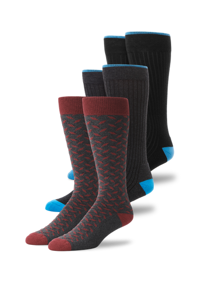 Front view of 3-Pack Everyday Extended Crew Socks in Dark Sky