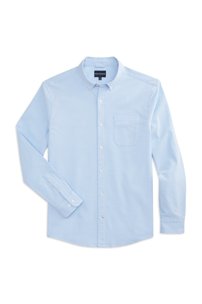Front view of Dean Oxford Shirt in Dean Blue / White