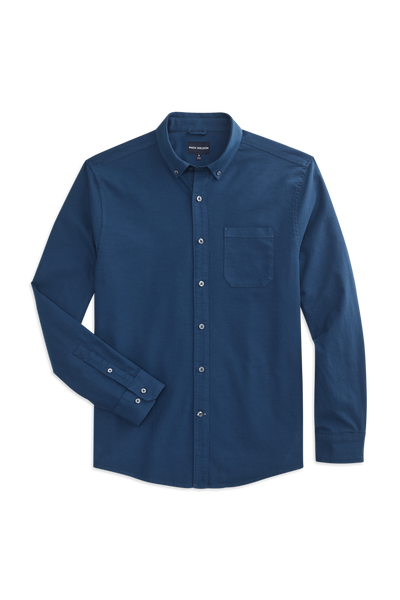 Front view of Dean Oxford Shirt in True Navy / Denim