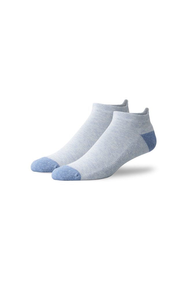 Front view of Everyday Ankle Sock in First Frost Heather / Dean Blue Heather