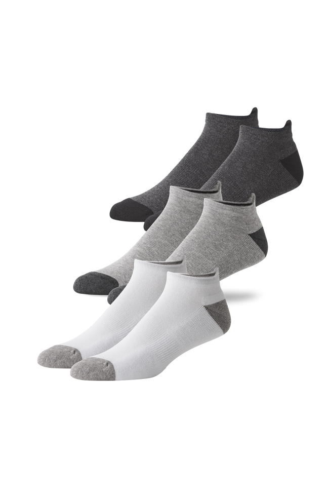 Front view of 3-Pack Everyday Ankle Sock in Shades of Grey