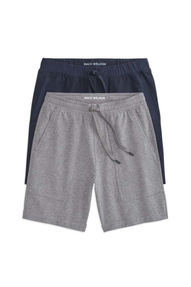 Front view of "2-Pack ACE Carpenter Short & ACE Sweatshorts 7" in Grey Heather / Total Eclipse color