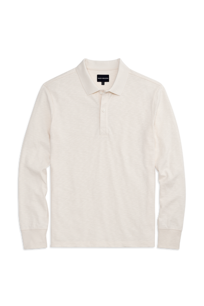 Front view of Heavyweight L/S Polo in Froth