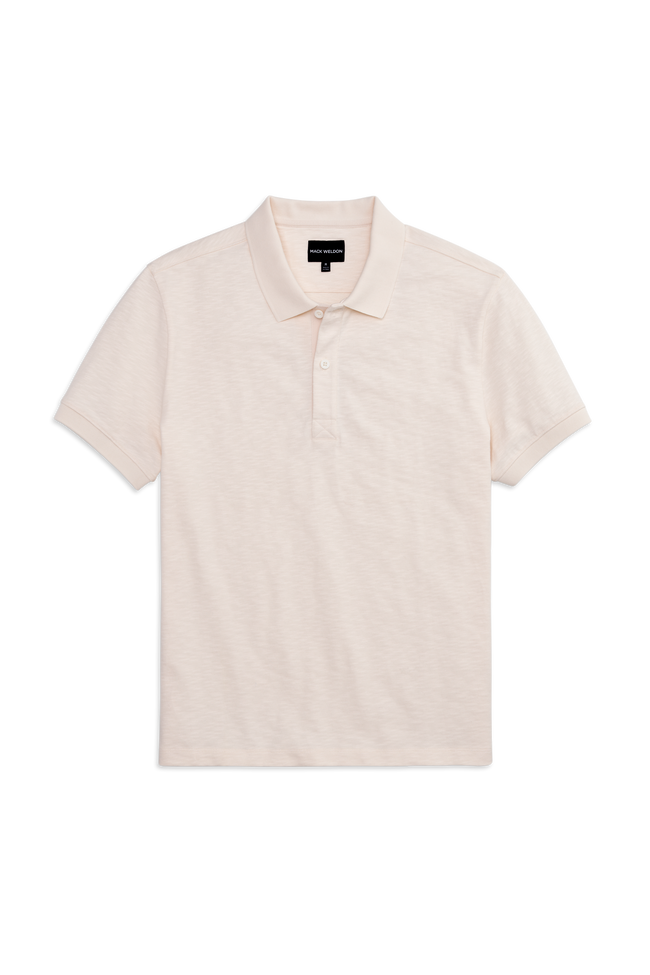 Front view of Heavyweight Slub Polo in Froth