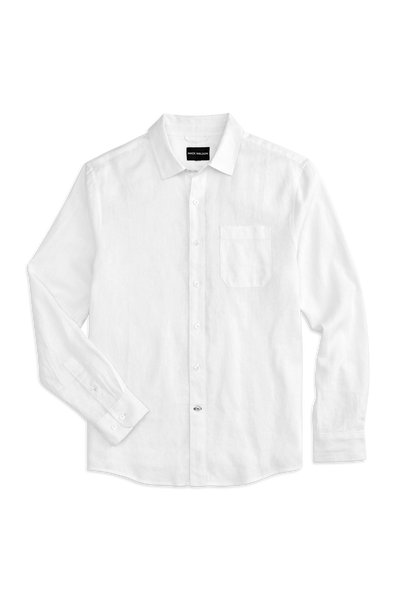 Front view of Linen Button Up in Bright White