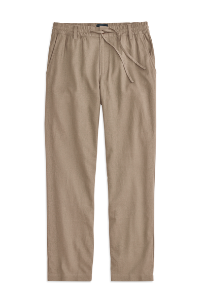 Front view of Linen Drawstring Pant in Desert Taupe
