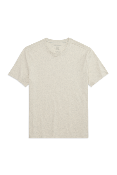 Front view of Linen Jersey Crew Neck T-shirt in Froth Heather