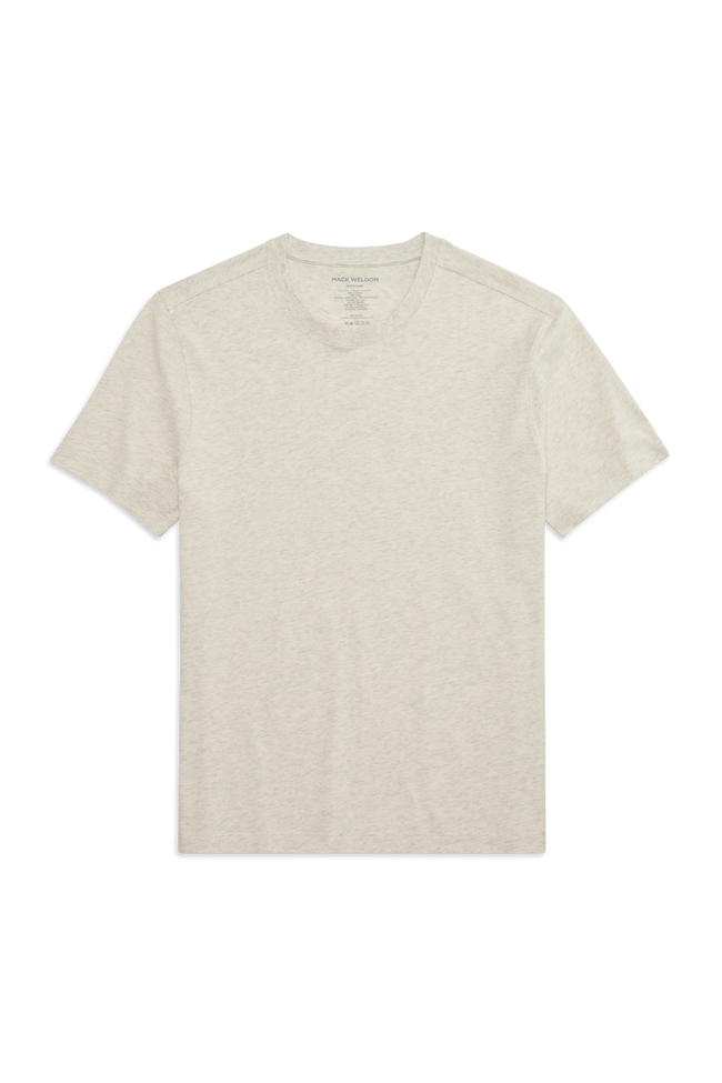 Front view of Linen Jersey Crew Neck T-shirt in Froth Heather