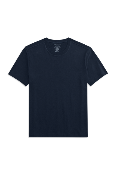 Front view of Linen Jersey Crew Neck T-shirt in Total Eclipse