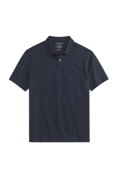 Front view of Linen Jersey Polo in Total Eclipse