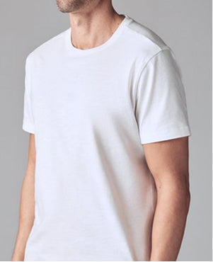 Man wearing Linen Jersey Crew Neck T-Shirt